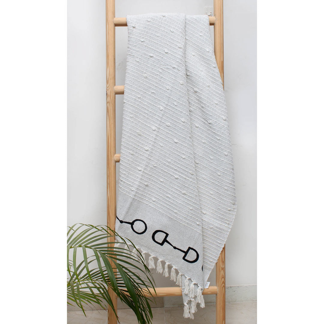 Lila Snaffle Bit Cotton Throw Blanket - Soft & Cozy Horse Themed Throw for Bed, Couch, or Gift - Perfect for Farmhouse Decor, Equestrian Lovers, and Cozy Nights