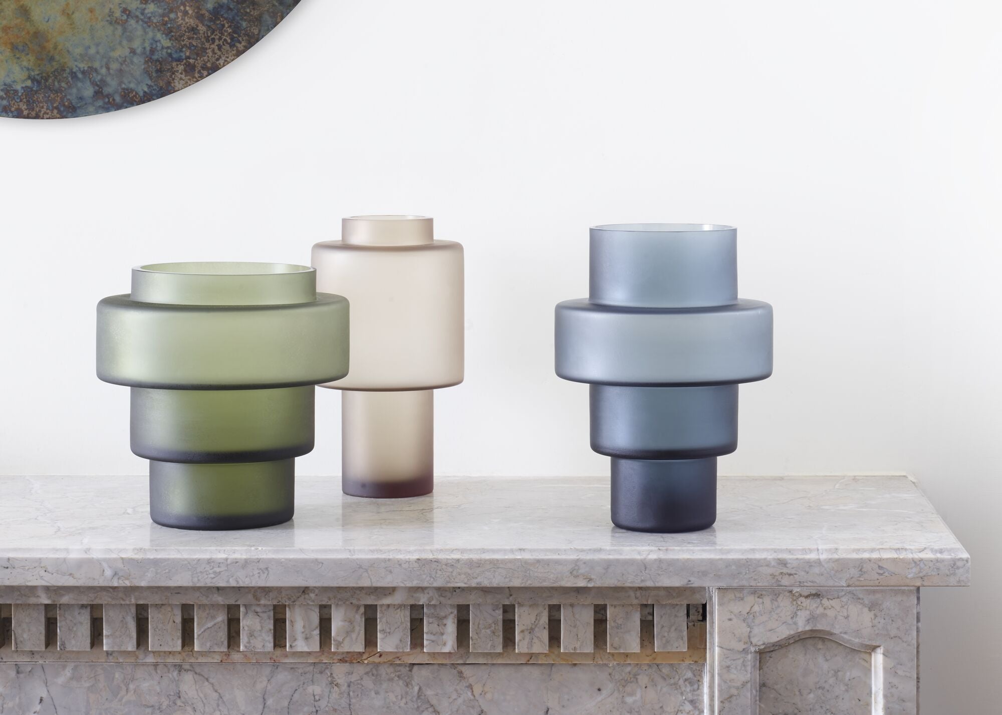 Large Green Buée Vase Set - Modern Ceramic Home Decor for Living Room, Dining Table & Wedding Centerpieces
