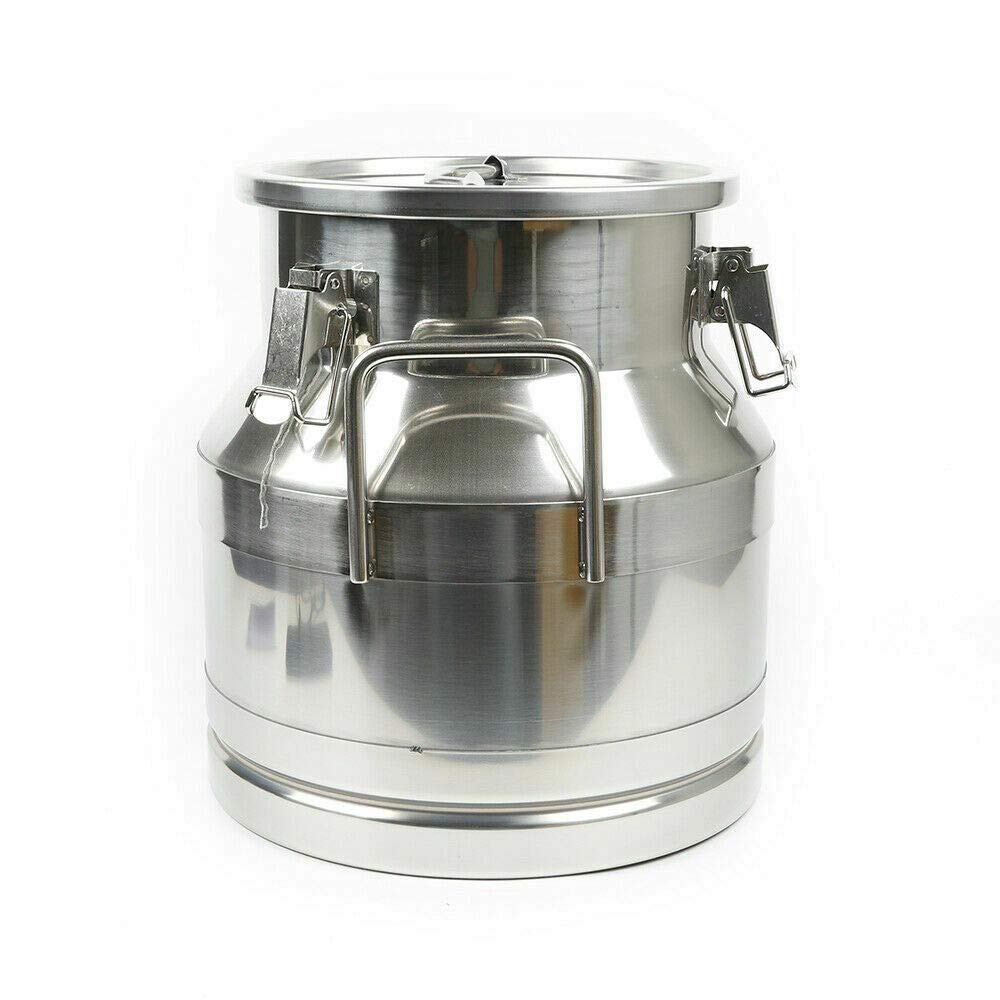 Premium 304 Stainless Steel Milk Can with Airtight Lid - 20L (5.25 Gallon) Food-Grade Storage Container for Milk, Wine & Beverages - Ideal for Dairy Farms, Winemaking & Commercial Kitchen Use