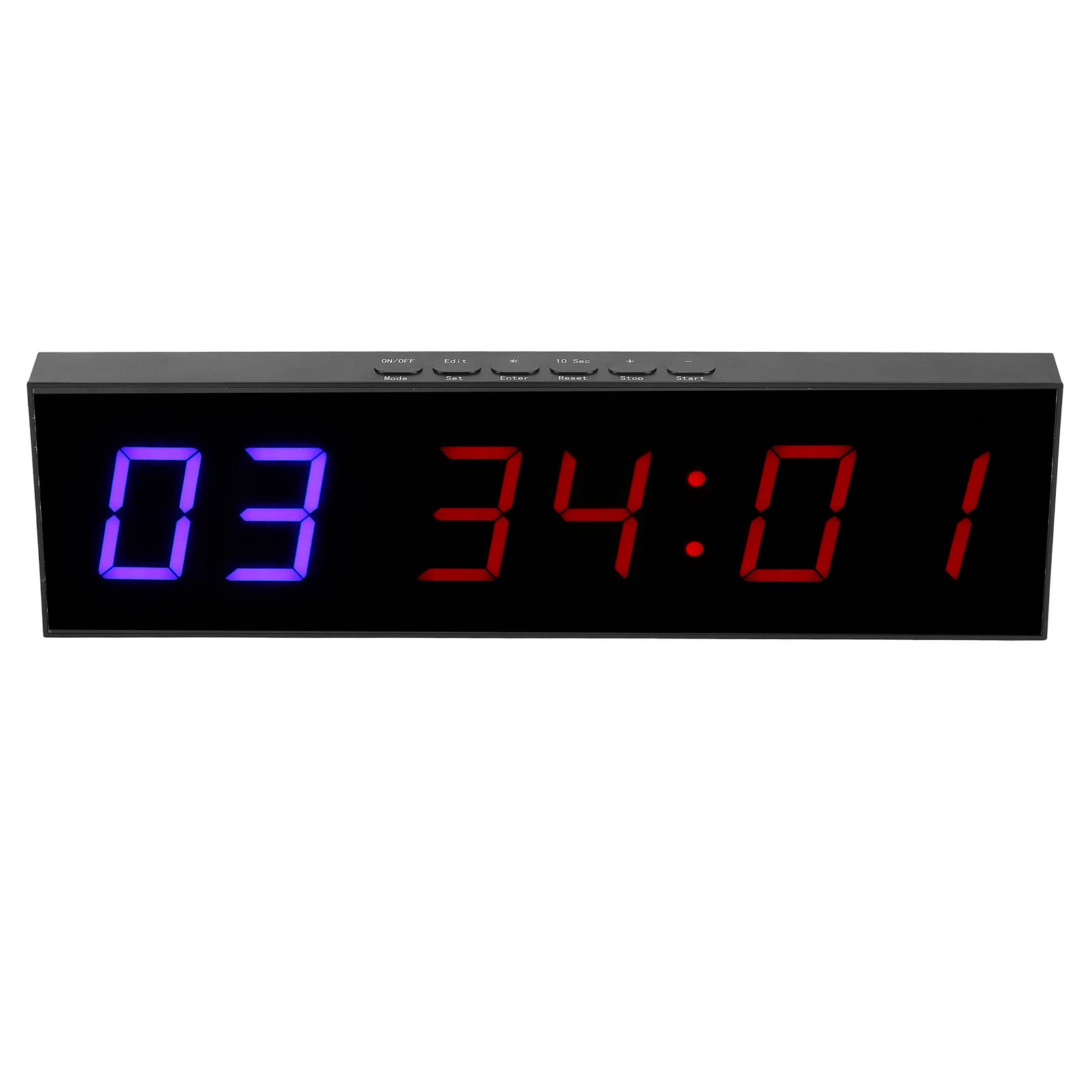12/24 Hour Gym Timer - 6 Bit LED Interval Workout Clock with Remote, Countdown & Stopwatch for Home, Garage, School - 1.8in Display, AC110-240V (US Plug) | Perfect for HIIT, CrossFit, Boxing & Fitness Training