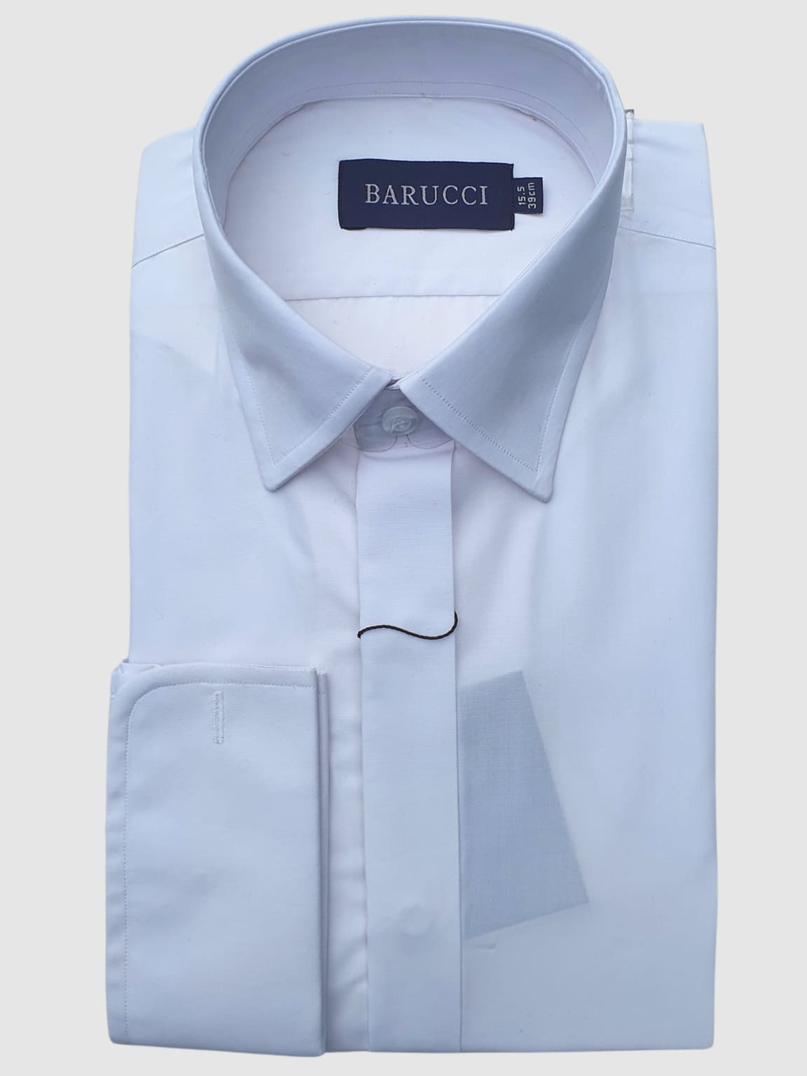 Barucci Men's White Double Cuff Slim Fit Formal Dress Shirt for Business, Office & Wedding Occasions