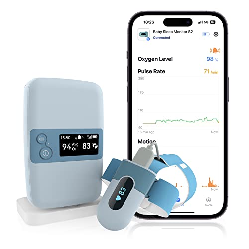 Babytone Smart Baby Sleep Monitor with Base Station - Infant Breathing & Oxygen Monitor, Heart Rate & Movement Tracker - Wireless Smart Sock Foot Sensor for Newborns 0-3 Years - Free App Alerts & Reports - Perfect for Nursery, Daycare & Travel Use
