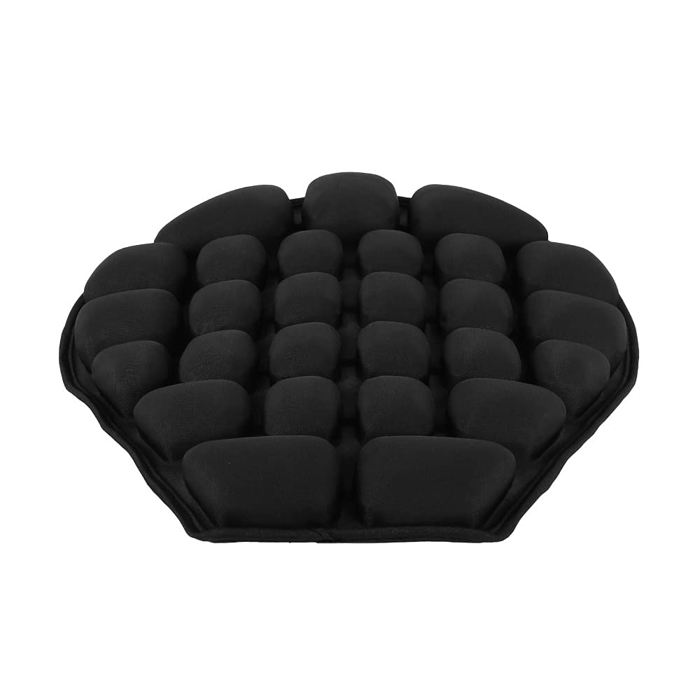 Air-Filled Motorcycle Seat Cushion - Pressure Relief for Long Rides (Black) - Comfortable Ride Solution