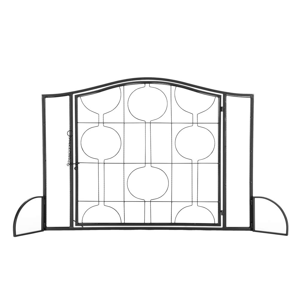 Artisasset Black Wrought Iron Fireplace Screen with Geometric Mesh Design - Single Door Fireplace Cover for Living Room, Home Decor & Safety Protection