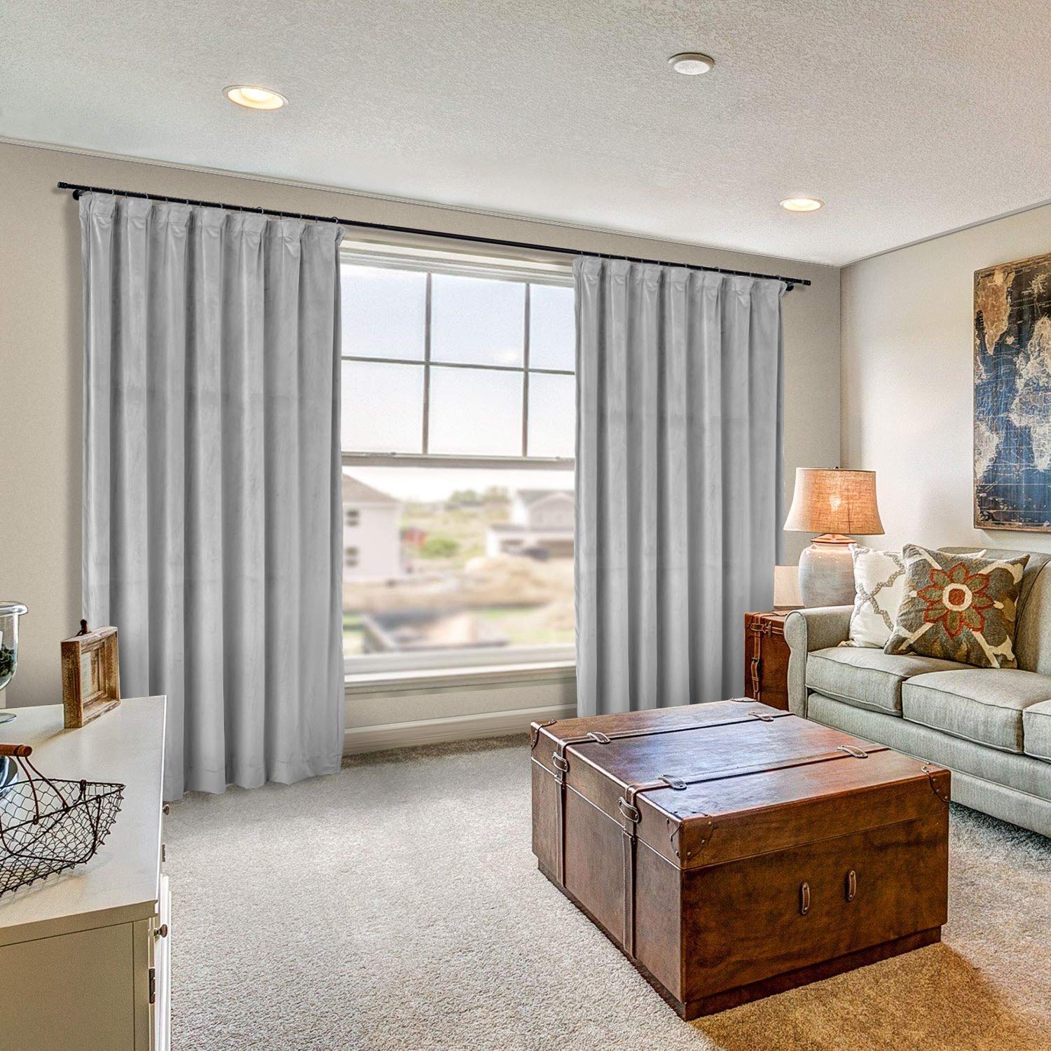 Blackout Curtains Thermal Insulated 72 Inch Wide - Room Darkening Window Drapes for Bedroom & Living Room - Noise Reducing & Energy Saving - Silver Grey Color (72x72 Inches, 1 Panel) - Perfect for Shift Workers, Home Theaters & Light Sleepers