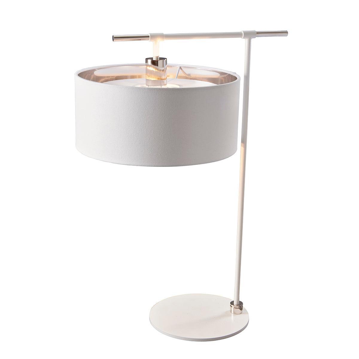 Elstead Balance 1 Light White & Polished Nickel Table Lamp - Modern Bedside Lighting for Bedroom, Living Room, or Office