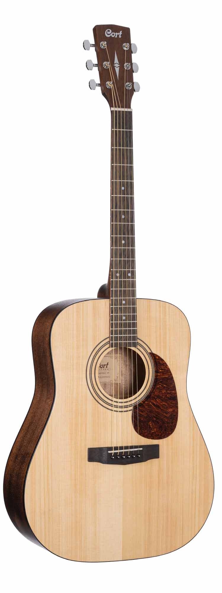 Cort Earth 60 Dreadnought Acoustic Guitar - Open Pore Natural Finish | Perfect for Beginners, Campfire Singalongs & Home Recording Studios