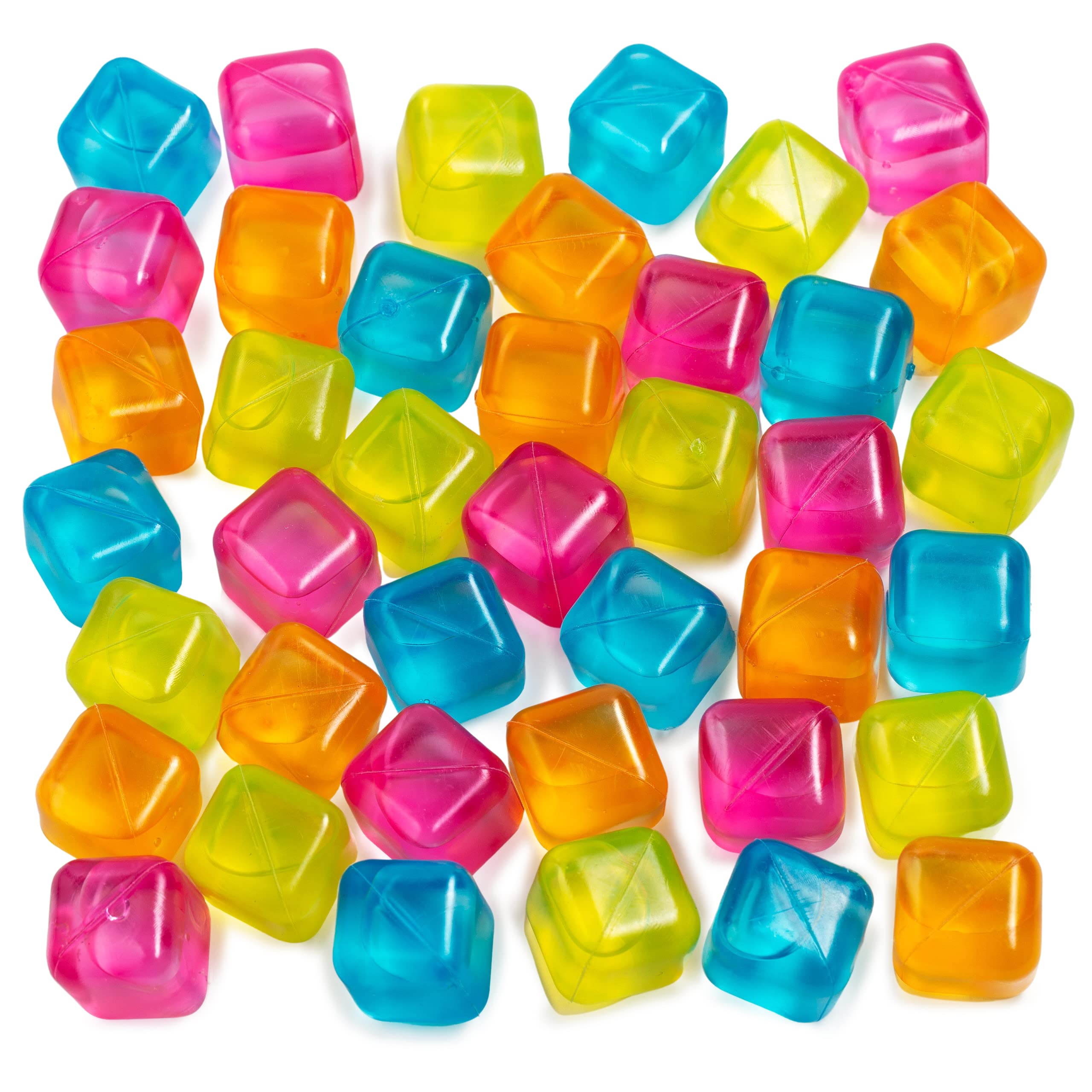 (40 Pack) Reusable Plastic Ice Cubes - Non-Melting Refreezable Dry Ice Cubes for Whiskey, Wine, Vodka & Coffee | Perfect for Cocktails, Coolers & Chilling Drinks Without Dilution | Great for Parties, Bars & Home Use