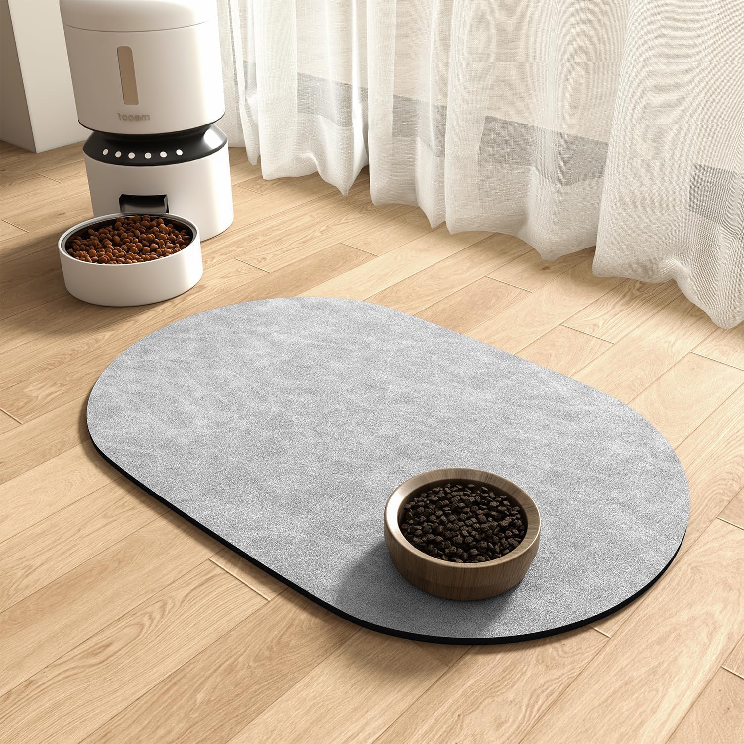 **Non-Slip Absorbent Dog Food Mat - Quick Dry Pet Feeding Mat for Food & Water Bowls, Stain-Resistant Dog Bowl Mat - Perfect for Messy Eaters & Spill-Proof Dining Areas**    *(Use for kitchen, crate, or outdoor feeding to keep floors clean and dry!)*