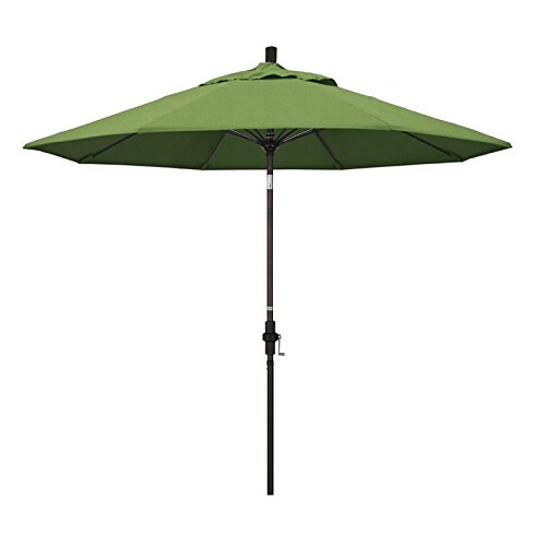 Pemberly Row Skye 9-Foot Bronze Outdoor Patio Umbrella with Sunbrella 1A Spectrum Cilantro Fabric - Perfect for Poolside, Backyard, and Garden Shade