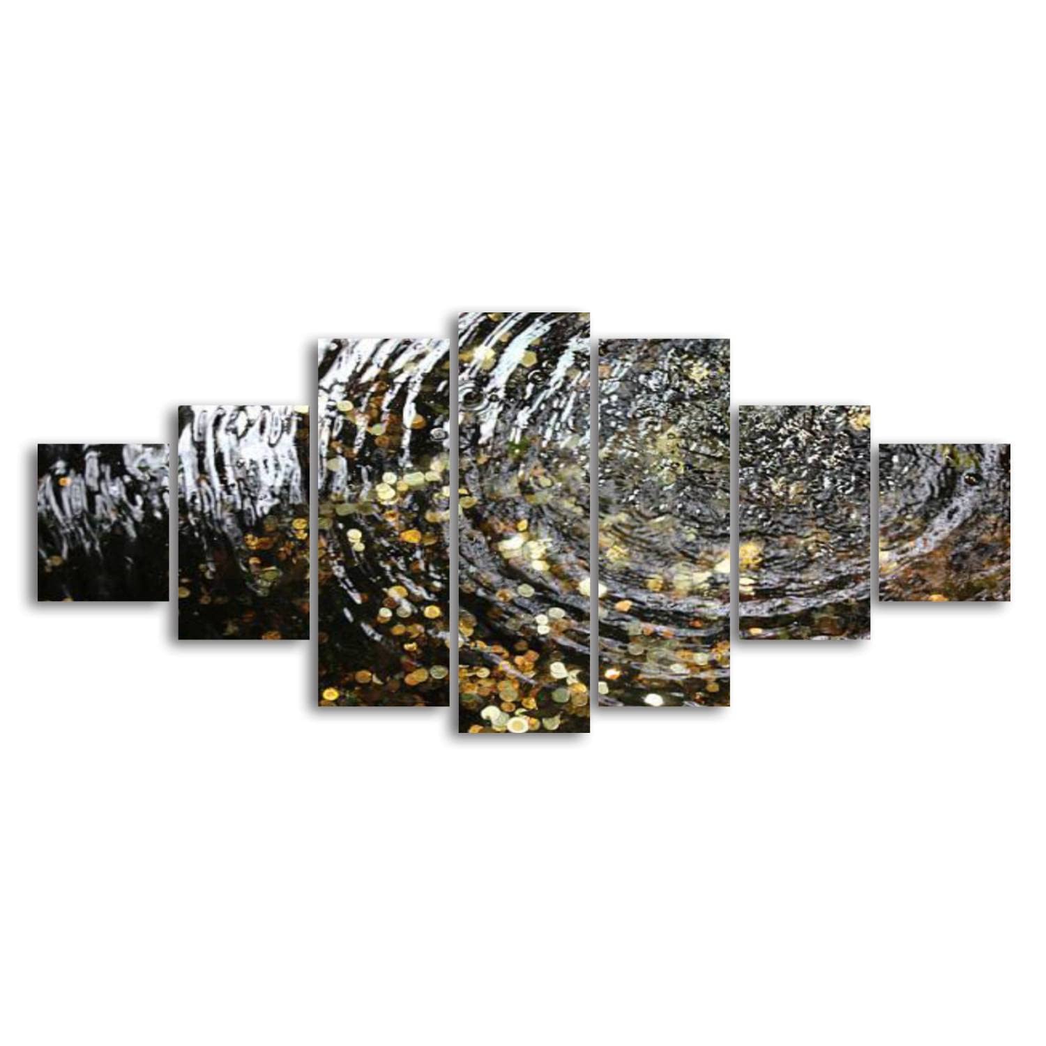 Framed Canvas Wall Art - Wishing Fountain Landscape Painting for Living Room, Bedroom & Office Decor - Large 7-Panel Ready to Hang Wall Decor - Perfect for Home, Office & Gift Giving