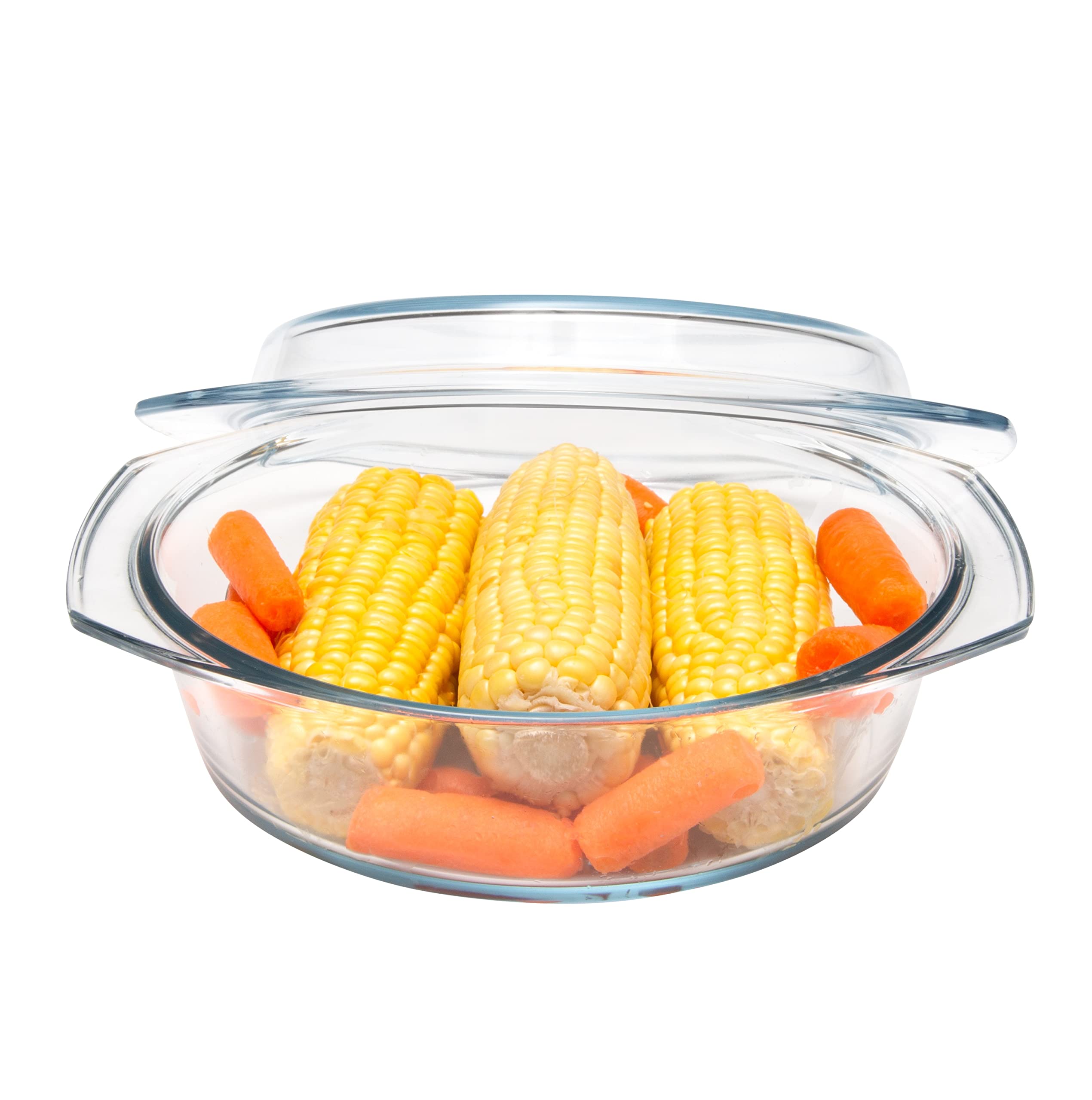 Simax Round Glass Casserole Dish with Lid - 1.5 Quart Clear Oven Safe Baking Dish for Cooking, Roasting & Serving | Microwave & Dishwasher Safe | Perfect for Casseroles, Lasagna & Meal Prep