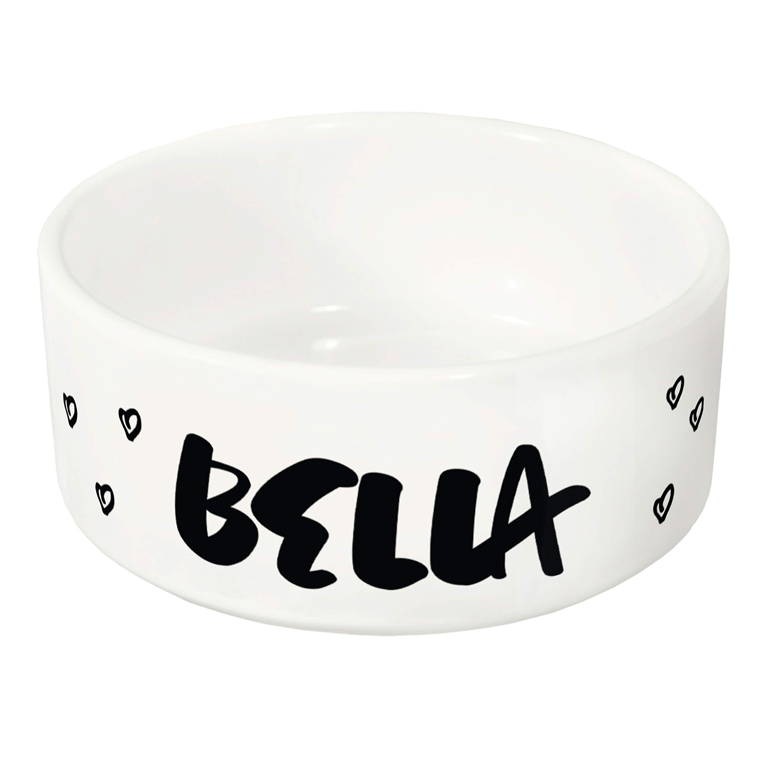 Personalized Dog Bowl with Name - Ceramic Pet Bowl for Dogs & Cats - Small & Large Sizes - Little Hearts Design - Custom Pet Food & Water Dish for Dry/Wet Food - Perfect Gift for Pet Owners - Ideal for Home, Travel & Outdoor Use