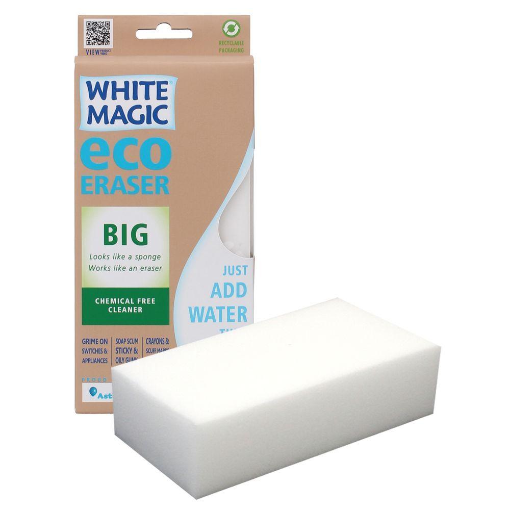 White Magic Big Eraser Sponge - Extra Large Cleaning Sponge for Kitchen, Bathroom, Walls & More - Removes Tough Stains & Scuffs Easily