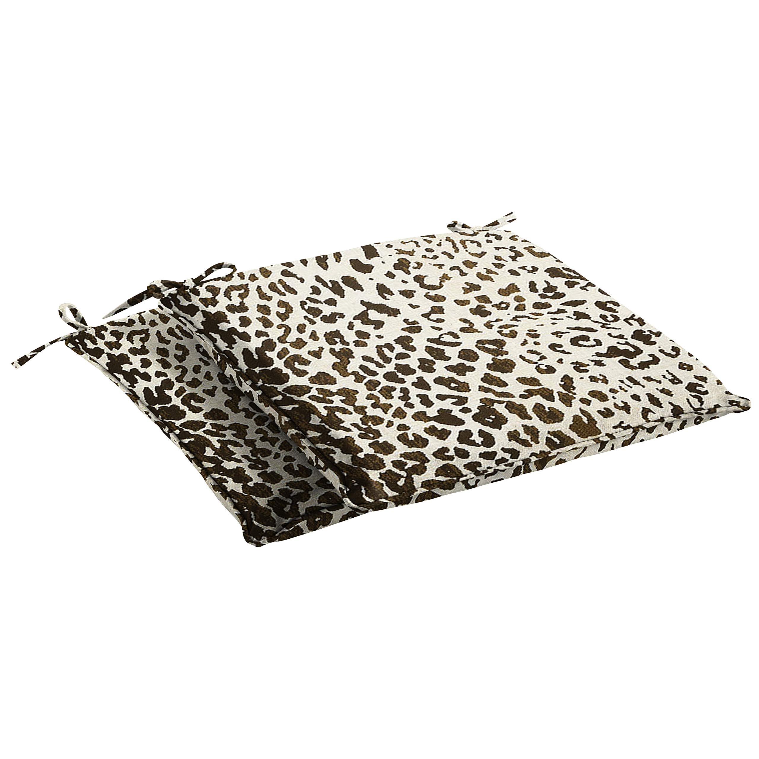 Sorra Home AMZ158021SC 19x19 Inch Indoor/Outdoor Chair Cushion Set - 2-Inch Thick Dark Leopard Print Seat Pads for Patio, Deck, Dining Chairs & Garden Furniture
