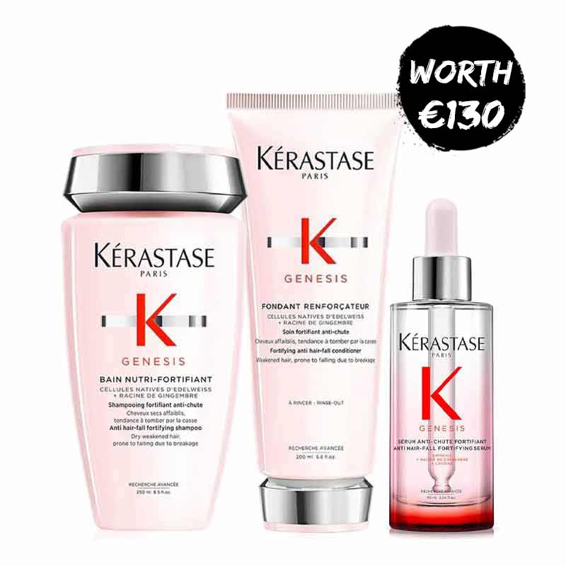 Kérastase Genesis Anti Hair Fall Fortifying Shampoo, Conditioner & Serum Trio Set - Strengthens & Reduces Hair Loss for Thicker, Healthier Hair - Perfect for Daily Hair Care Routine