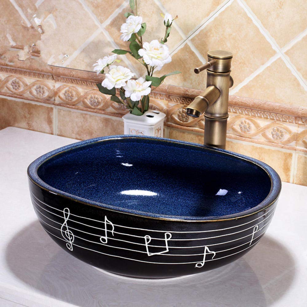 Handmade Ceramic Vessel Sink - Modern Art Basin for Bathroom Vanity & Countertop | Perfect for Powder Rooms, Master Baths & Luxury Home Decor