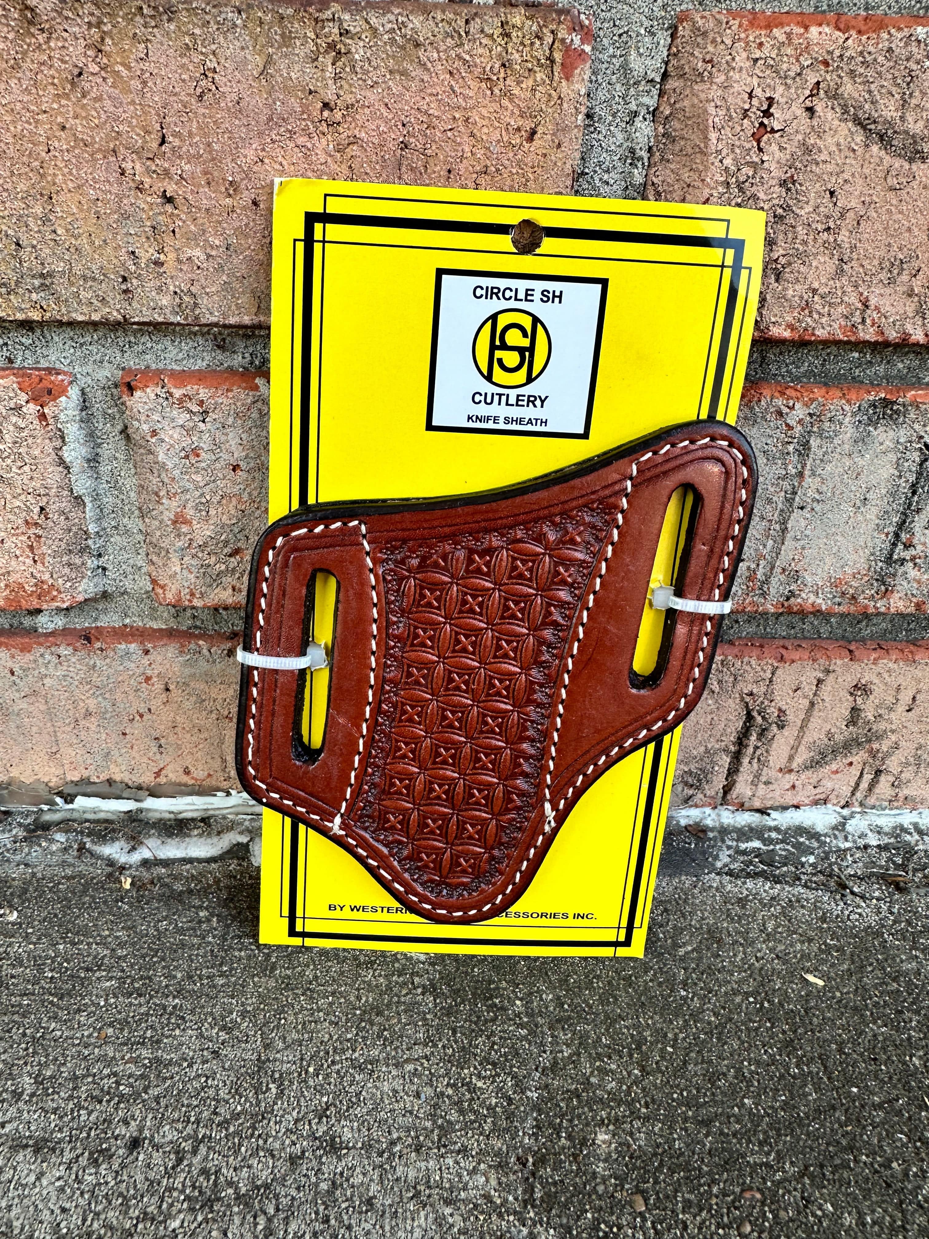 Circle SH Snowflake Design Knife Sheath KS 11 - Durable Leather Knife Cover for Outdoor Camping, Hunting & Survival Gear - Perfect for Bushcraft, Hiking & EDC Accessories