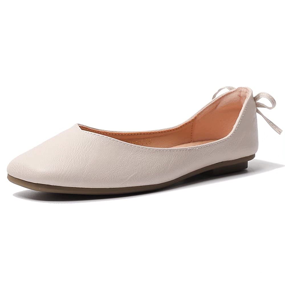 Yuwentai Women's Square Toe Ballet Flats with Bowknot - Soft Comfortable Slip-On Shoes for Work, Office & Casual Wear | Breathable Lightweight Walking Shoes for Women