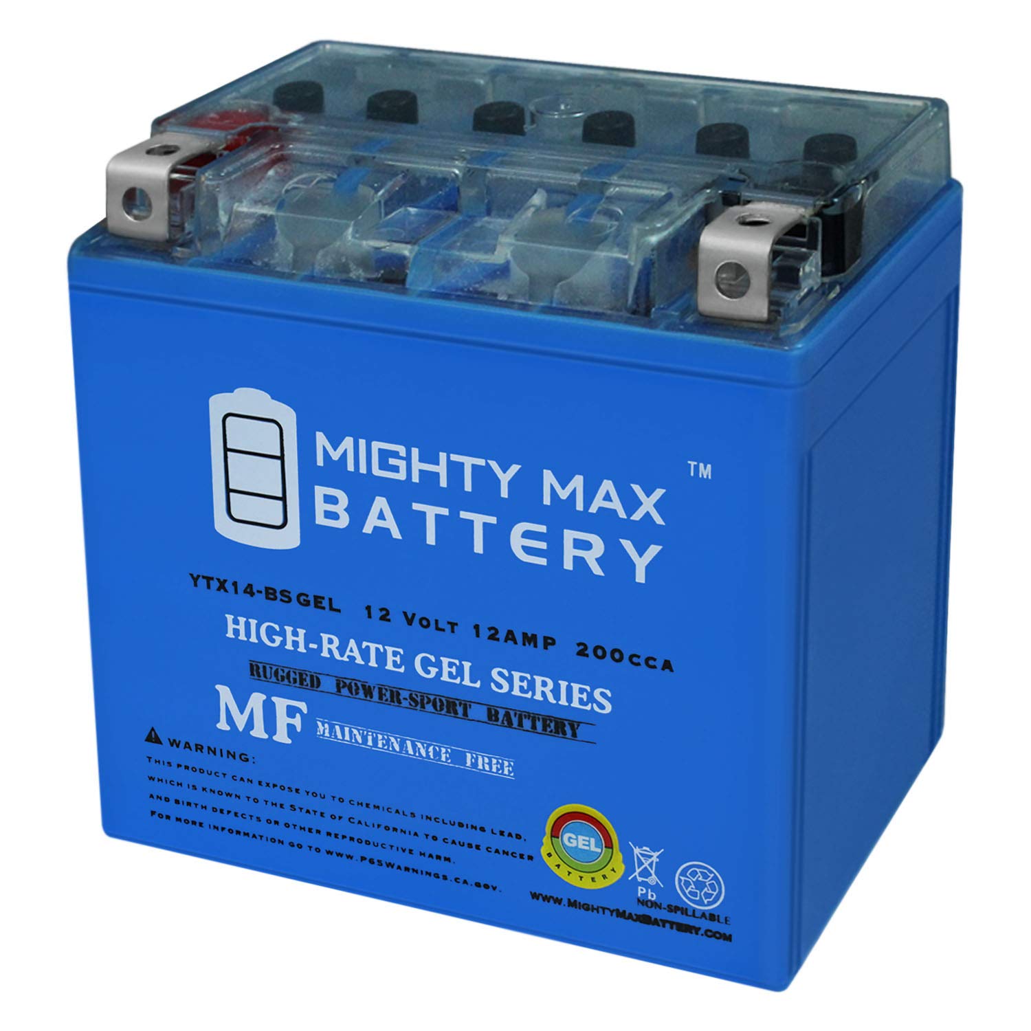 Mighty Max YTX14-BS 12V 12AH GEL Battery - Compatible with Yamaha Bruin YFM 250 350 ATV - Perfect for Off-Road Adventures & Outdoor Power Equipment