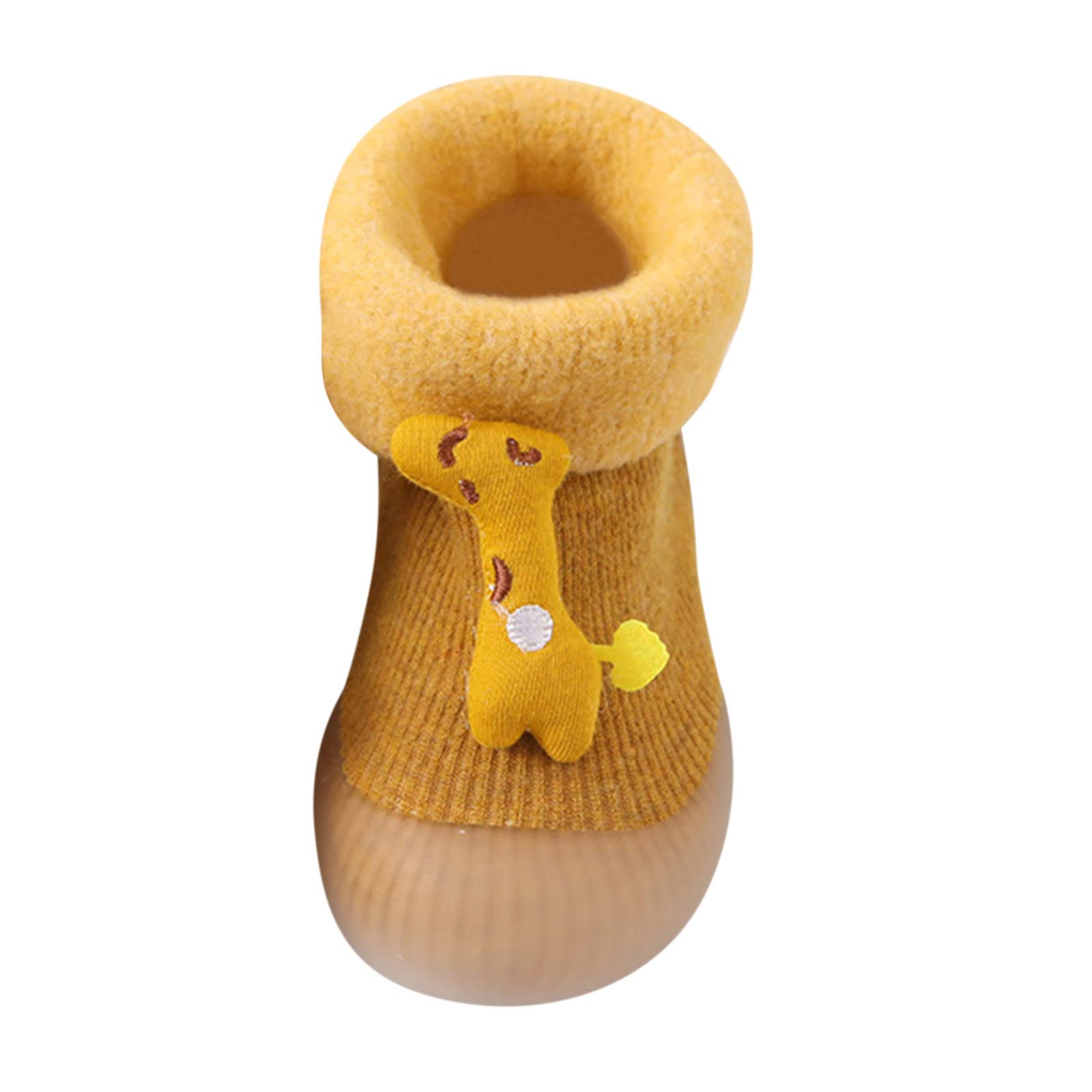 Soft Warm Patchwork Knit Baby Socks with Non-Slip Rubber Soles for Toddlers 3-3.5 Years - Cozy Winter Footwear for Boys & Girls (Yellow) | Perfect for Indoor Play, Nursery & Cold Weather Outfits