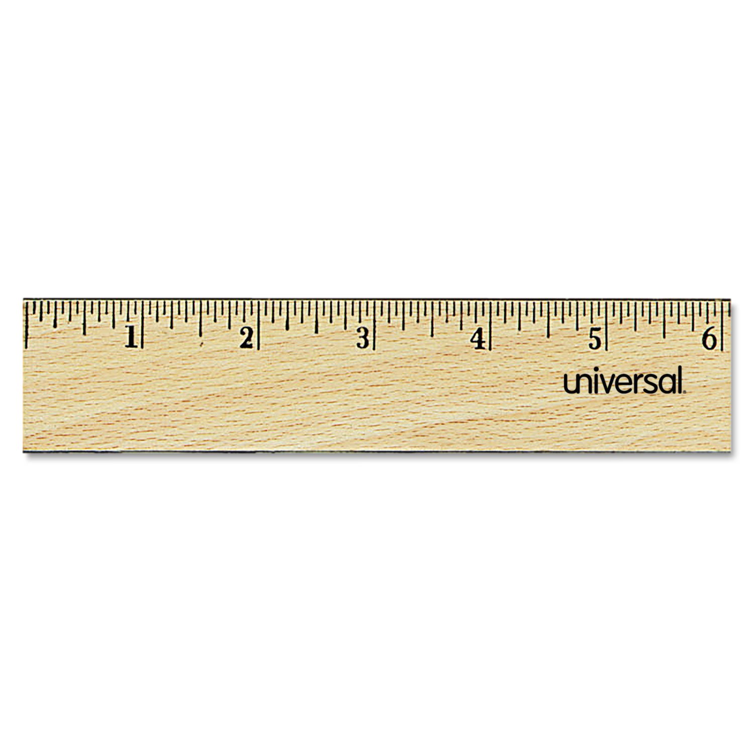 12-Inch Universal 59021 Flat Wood Ruler with Double Metal Edge - Clear Lacquer Finish - Perfect for School, Office & DIY Projects