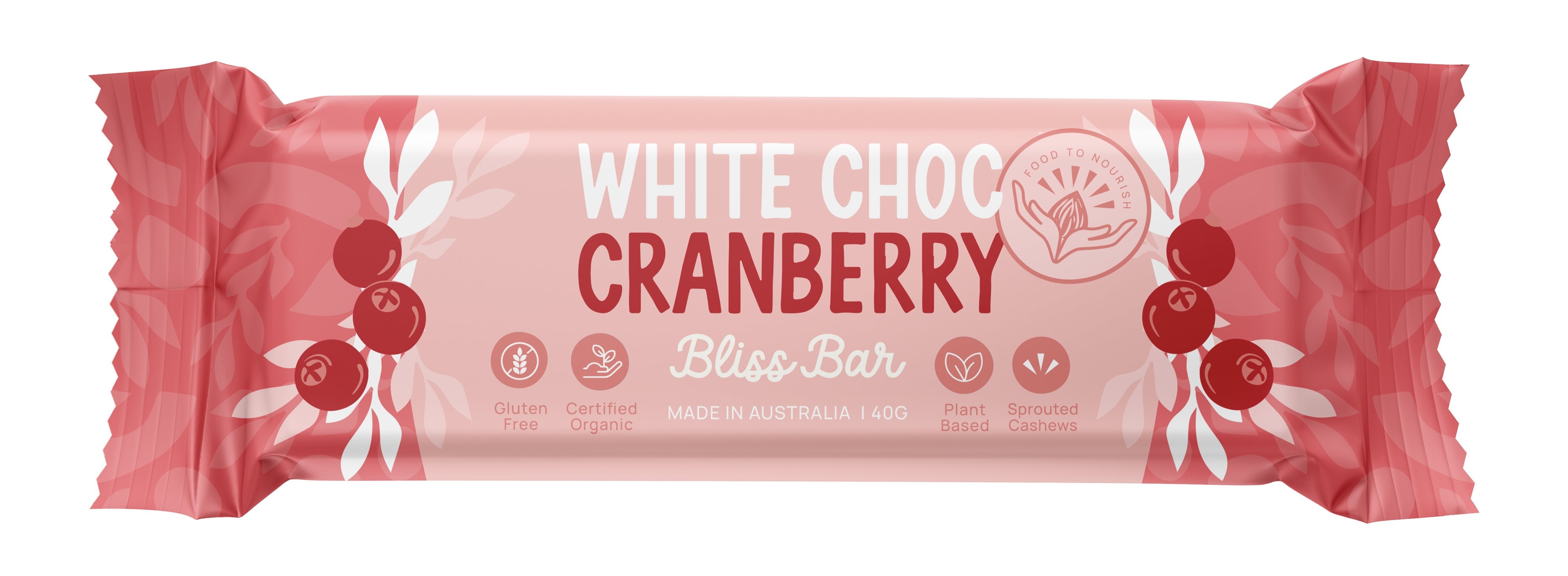 Organic Bliss Bar - White Chocolate Cranberry Snack | Gluten-Free, Vegan Energy Bars for Hiking, Workouts & Healthy On-The-Go Snacking