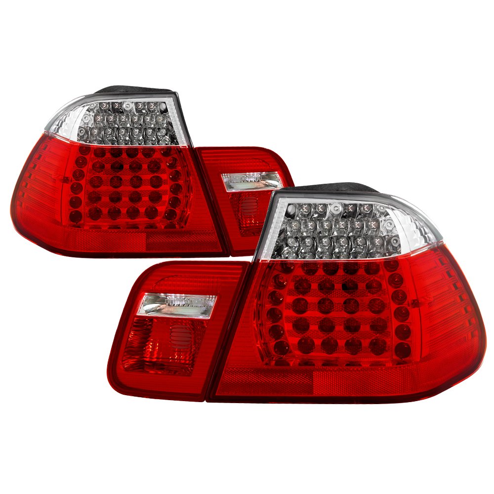 BMW 3-Series E46 LED Tail Lights (2002-2005) - Euro Style Red Rear Brake Lamps - Perfect for Night Driving & Car Upgrades