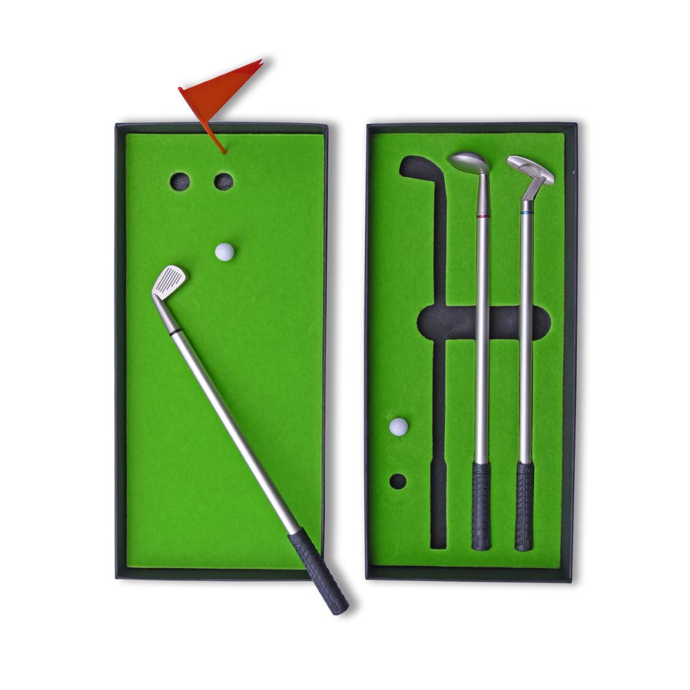 **Premium Golf Club Pen Set - Unique Golf Gifts for Men, Dad, Boss & Coworkers - Fun Putting Green Desktop Game - Mini Golf Office Desk Toy & Sports Game - Perfect White Elephant Gift for Golf Lovers - Great for Office, Home & Party Entertainment**