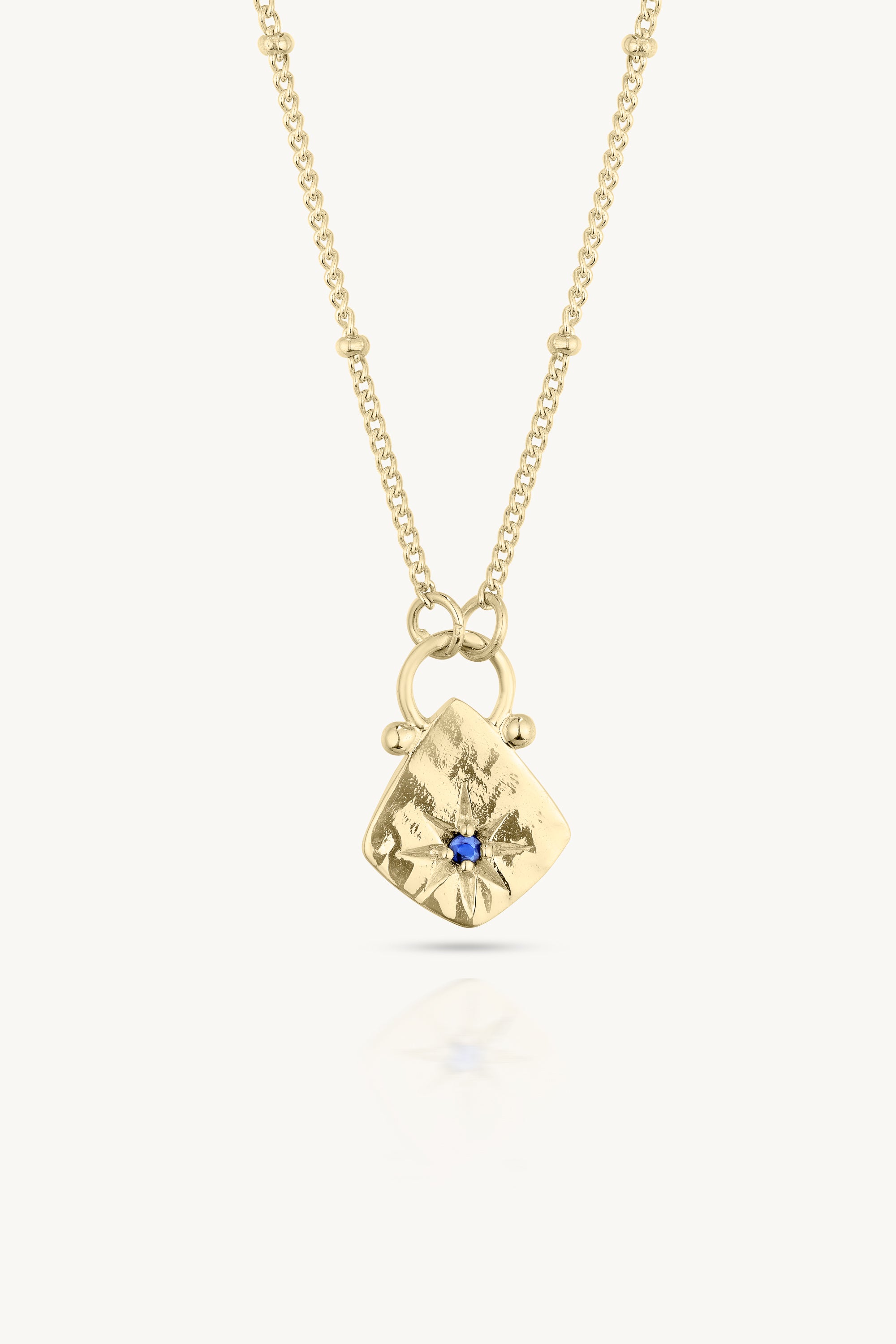 Elegant Sapphire Star Hammered Gold Necklace for Women – Perfect for Weddings, Parties & Special Occasions