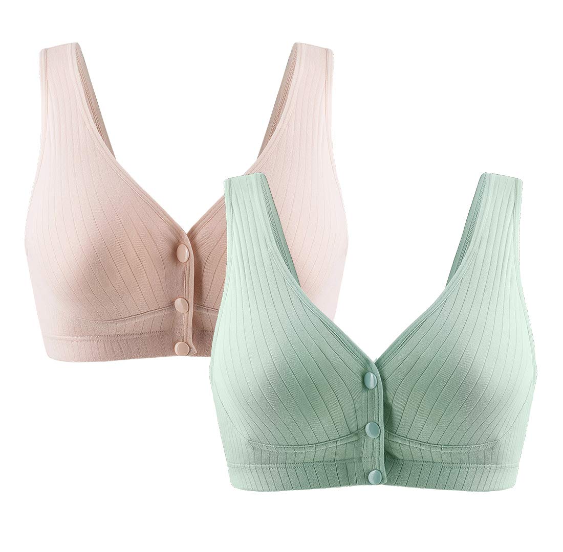 FEOYA Women's Maternity Nursing Bra - Wireless Button Front Breastfeeding Bra for Comfort & Support - Perfect for Pregnancy, Nursing & Everyday Wear