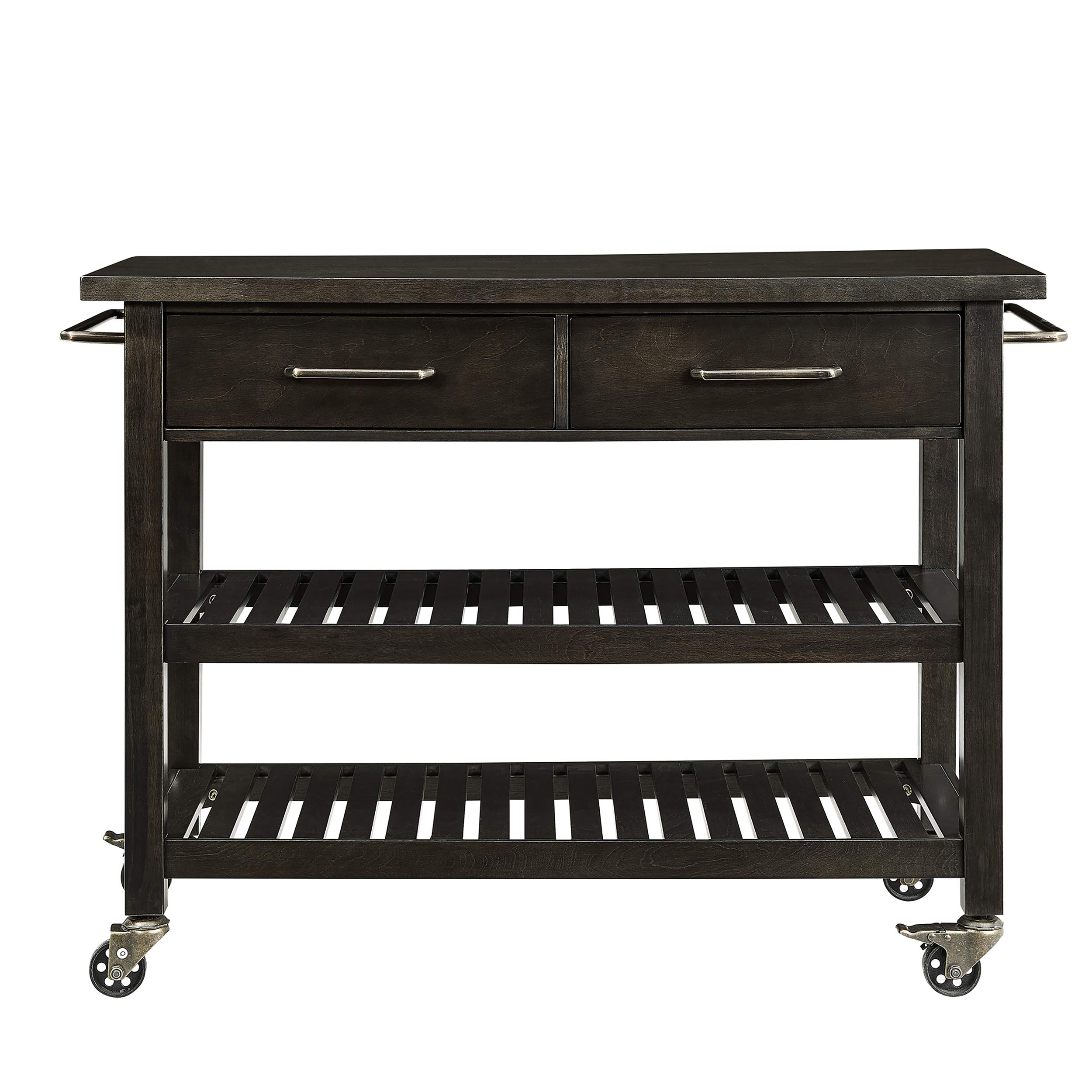 SEI Furniture Havelock Modern Farmhouse Rolling Kitchen Island with Storage - White & Gray Rustic Kitchen Cart on Wheels for Small Spaces - Perfect for Meal Prep, Extra Counter Space & Kitchen Organization