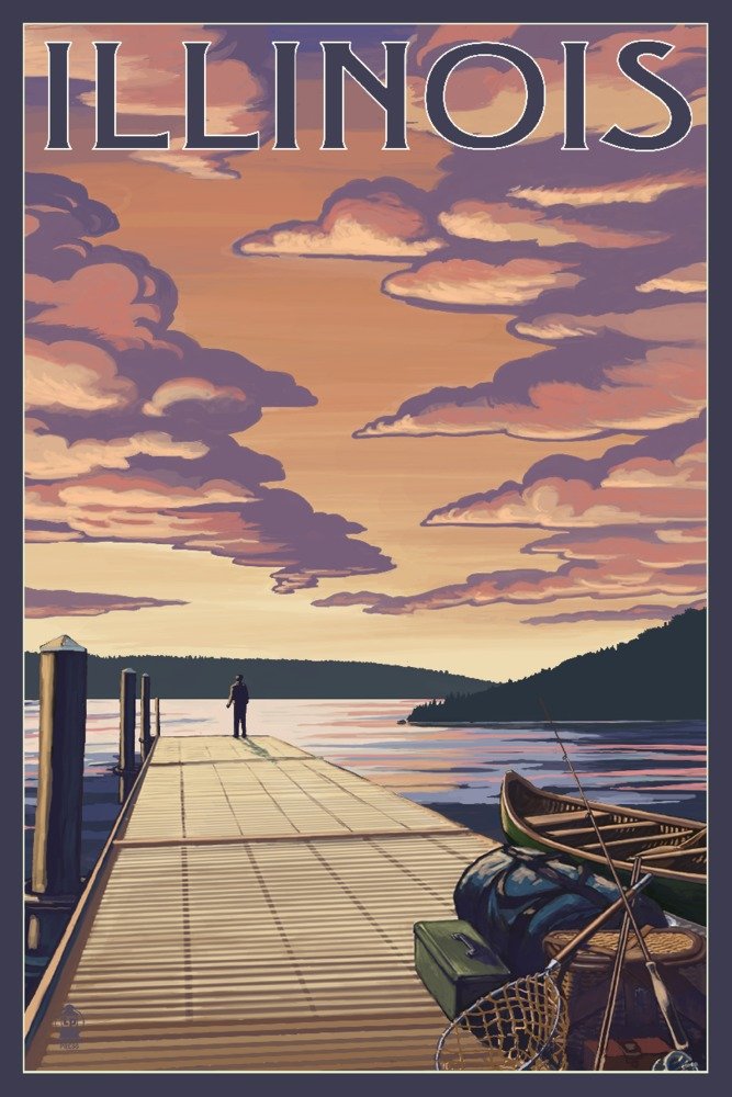 24x36 Illinois Dock Scene and Lake Metal Wall Art - Premium Aluminum Decor for Home & Office - Perfect for Living Room, Bedroom, or Office Wall Decor