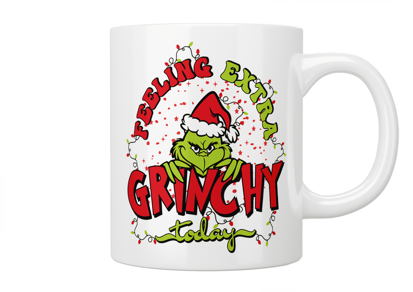 Grinch Christmas Mug - Funny 'Feeling Extra Grinchy Today' Coffee Cup for Holiday Gifts & Office Humor - Perfect for Xmas Parties, Secret Santa & Coffee Lovers