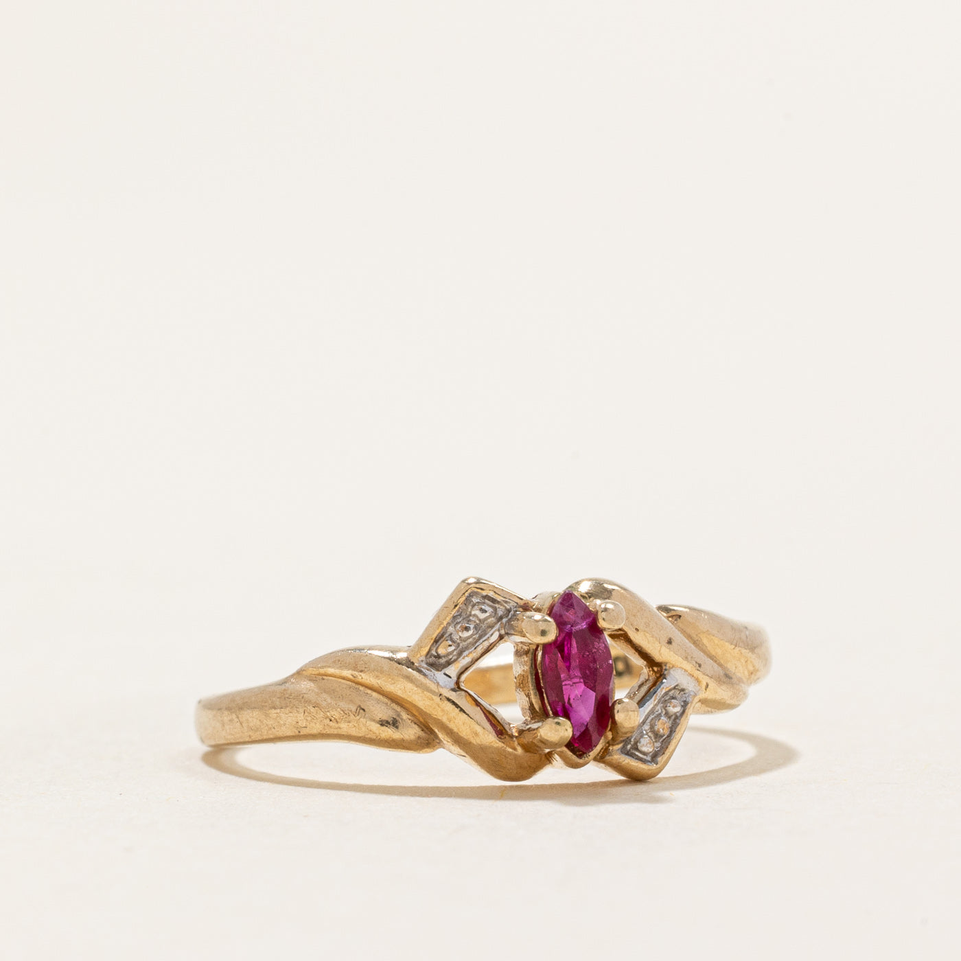 Marquise Cut Ruby Cross Over Ring - 0.12ct Genuine Ruby Jewelry - Size 4.75 - Elegant Bridal, Anniversary & Valentine's Day Gift for Her