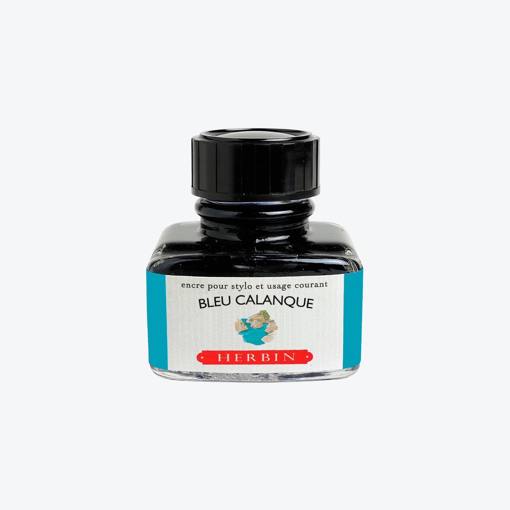 Herbin Fountain Pen Ink - 30ml Bottle, Bleu Calanque Blue Ink for Calligraphy, Writing & Journaling - Premium Ink for Fountain Pens, Dip Pens & Art Projects