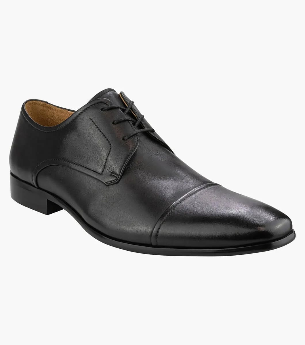 Cardiff Cap Toe Derby Shoes for Men - Classic Leather Dress Shoes for Business & Formal Occasions - Comfortable Office & Wedding Shoes
