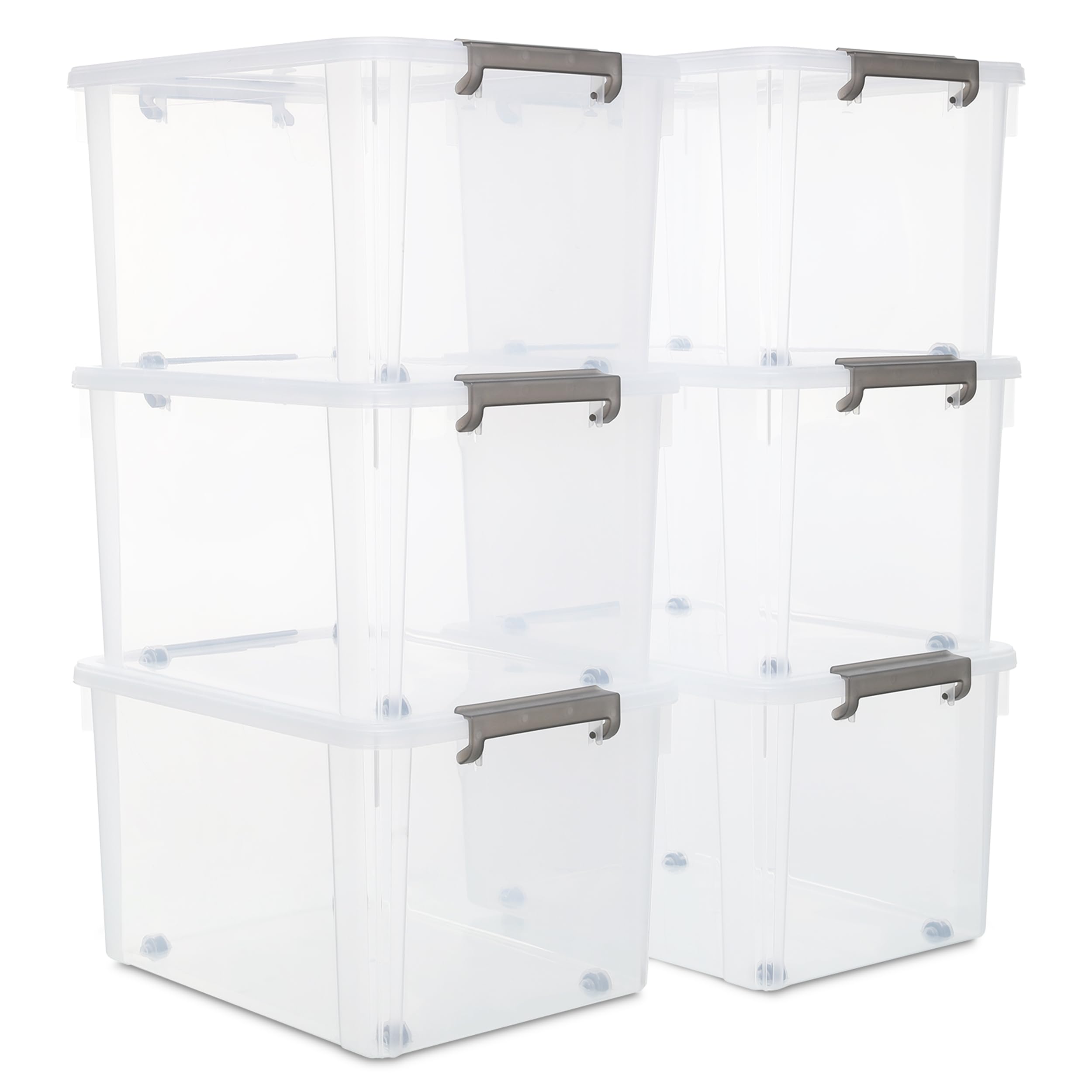 6-Pack 58.1 QT Clear Plastic Storage Bins with Lids - Large Stackable Organizing Containers for Garage, Closet, Kitchen - Perfect for Home Organization & Seasonal Storage