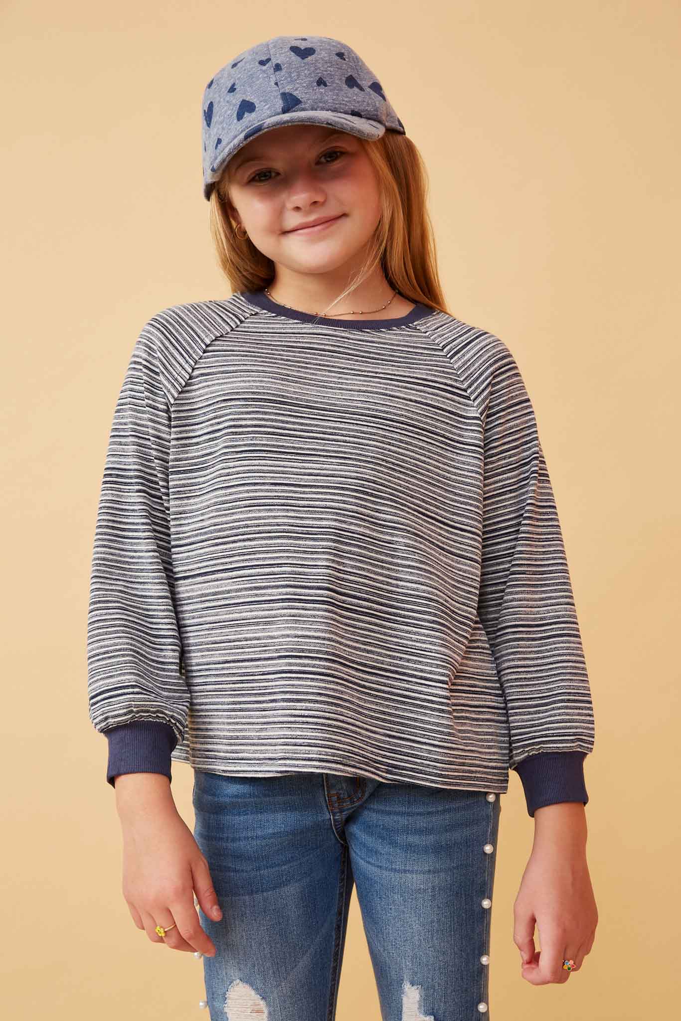 Stylish Striped Contrast Banded Raglan Knit Top for Women | Trendy Casual & Layering Essential | Perfect for Everyday Wear, Office Outfits & Weekend Looks