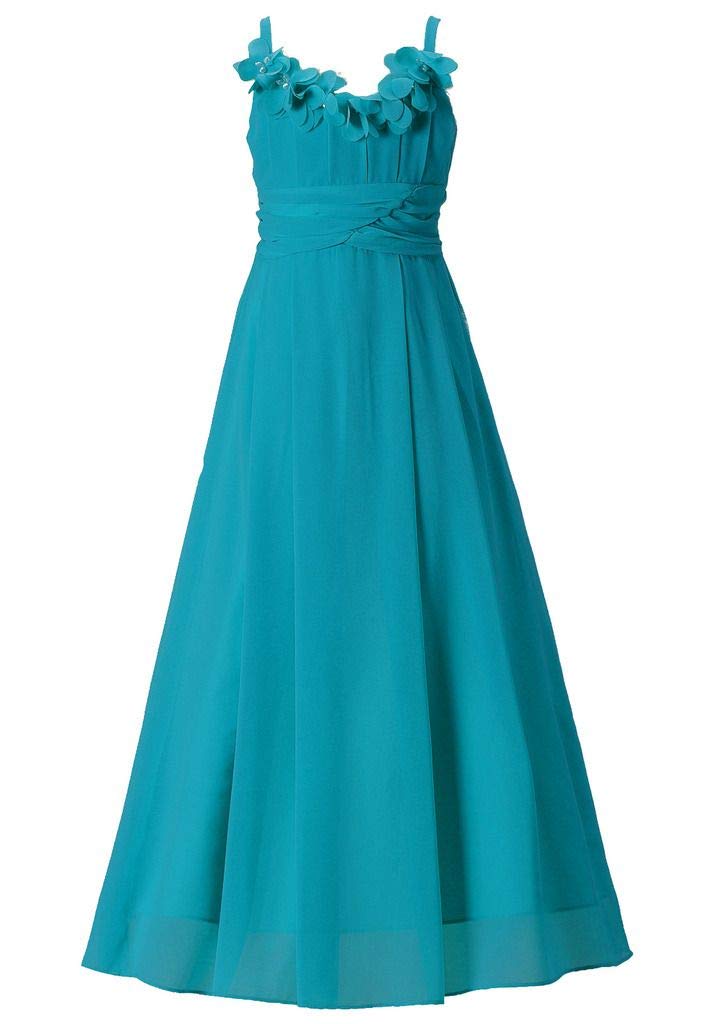 Happy Rose Long Chiffon Flower Girls & Juniors Bridesmaid Dress - Elegant Formal Gown for Weddings, Parties & Special Occasions