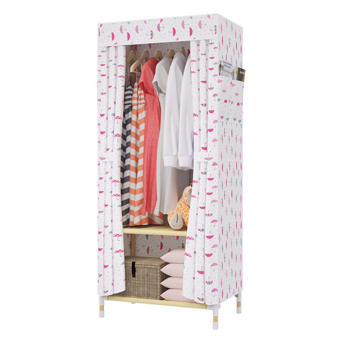 Portable Foldable Wardrobe Storage Closet with Hanging Rods - Oxford Fabric Standing Closet Organizer (65x45x170cm/25x17x67in) - Perfect for Small Spaces, Apartments, Dorms & Travel