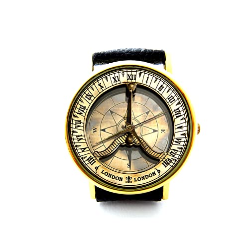Premium Handmade Genuine Leather Compass Watch - Outdoor Adventure Hiking Survival Gear - Stylish Men's Wristwatch for Camping, Travel & Everyday Wear