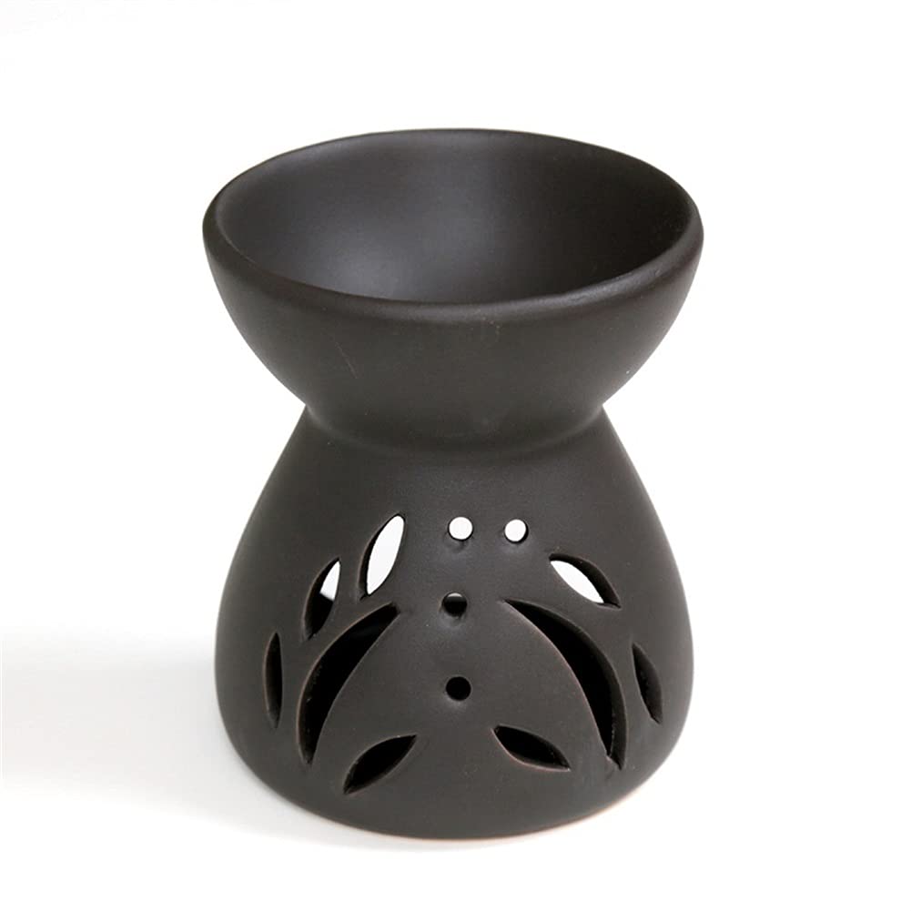 Premium Ceramic Aromatherapy Diffuser - Essential Oil Burner with Hollow Design for Yoga, Spa, Home & Hotel Decor - Black & Blue Aroma Lamp & Candle Holder (Perfect for Relaxation, Meditation & Stress Relief)