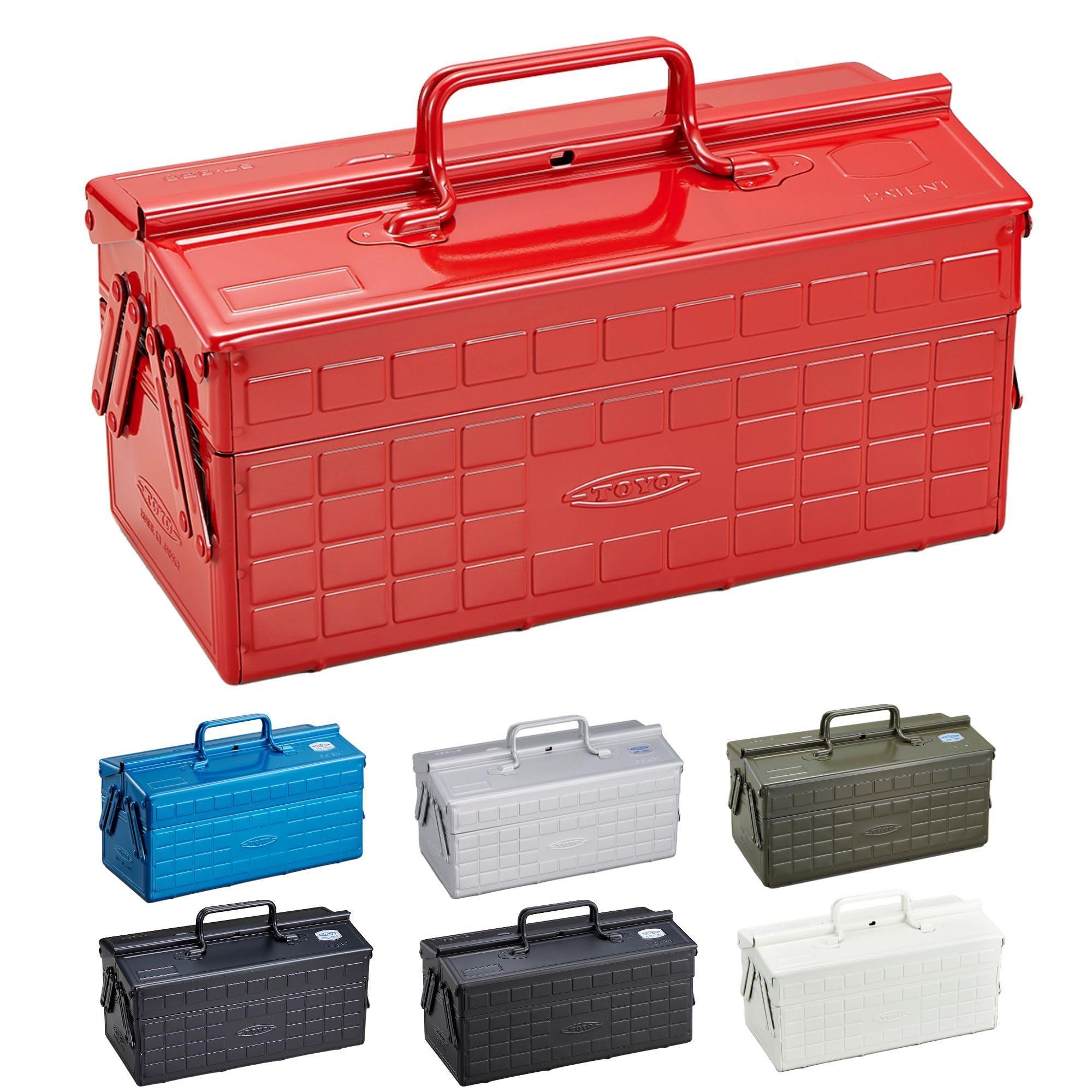TOYO ST-350R 2-Tier Heavy Duty Tool Box with Lockable Latches - Professional Organizer for Mechanics, Electricians & DIY Home Improvement Projects | Garage, Workshop & Job Site Storage Solution