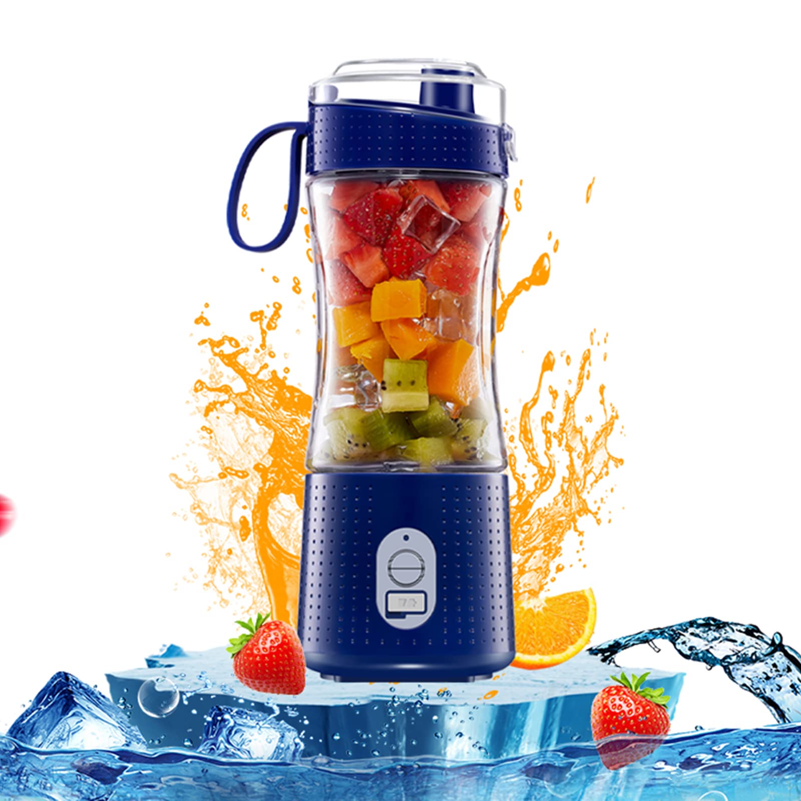 Portable Smoothie Blender - 13oz (380ml) USB Rechargeable Personal Blender with 6 Stainless Steel Blades - Mini Juicer Cup for Fresh Fruits, Shakes & Protein Drinks - Perfect for Home, Travel, Gym & Office - Blue