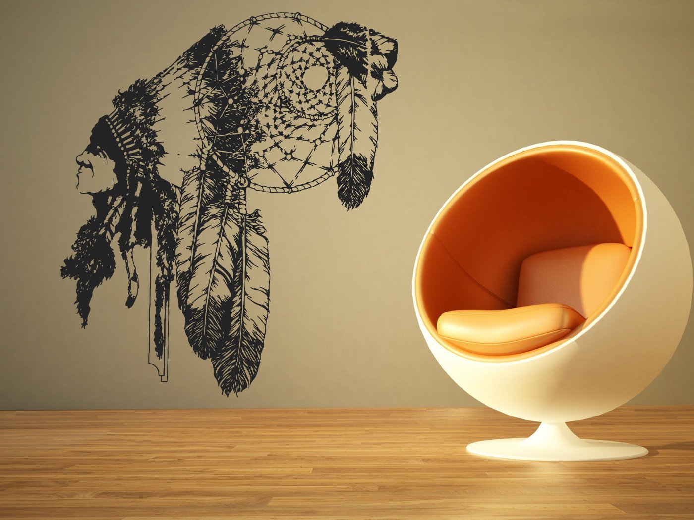 Dream Catcher Wall Sticker - Indian Men Design Vinyl Decal Mural Art for Home & Office Decor (AS2088) | Perfect for Bedroom, Living Room, Nursery & Dormitory