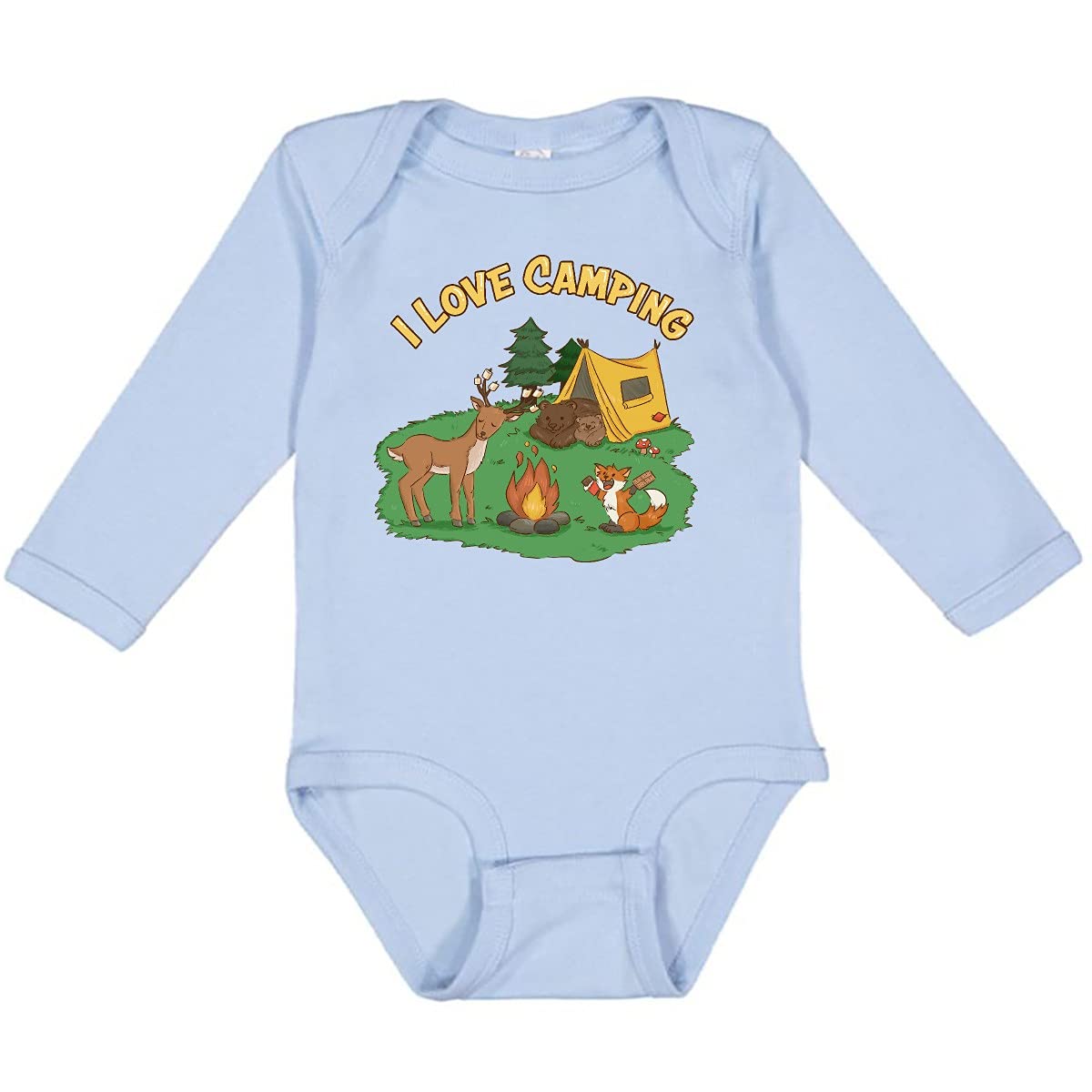 Inktastic I Love Camping Animals Long Sleeve Baby Bodysuit - Cute Outfit for Outdoor Adventures & Family Photos