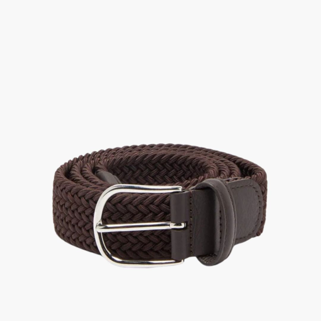 3.5cm Woven Elastic Waist Belt for Women & Men - Adjustable Brown Stretch Belt for Pants, Skirts, Dresses - Comfortable Fashion Accessory for Casual, Office & Daily Wear