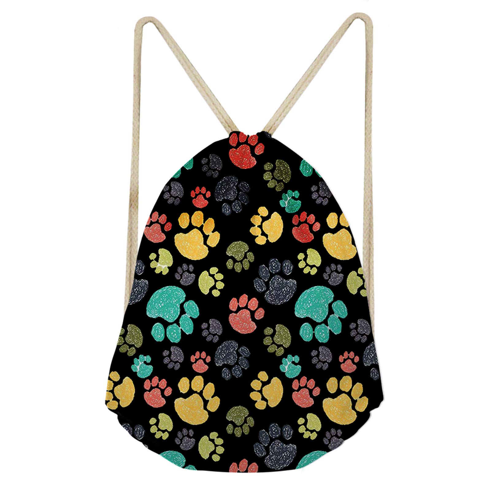 Stylish Women's Drawstring Backpack - Lightweight Travel Sackpack Shoulder Bag with Cute Cartoon Dog Paw Design, Perfect Gift for Girls & Kids | Great for School, Gym, Travel & Outdoor Activities