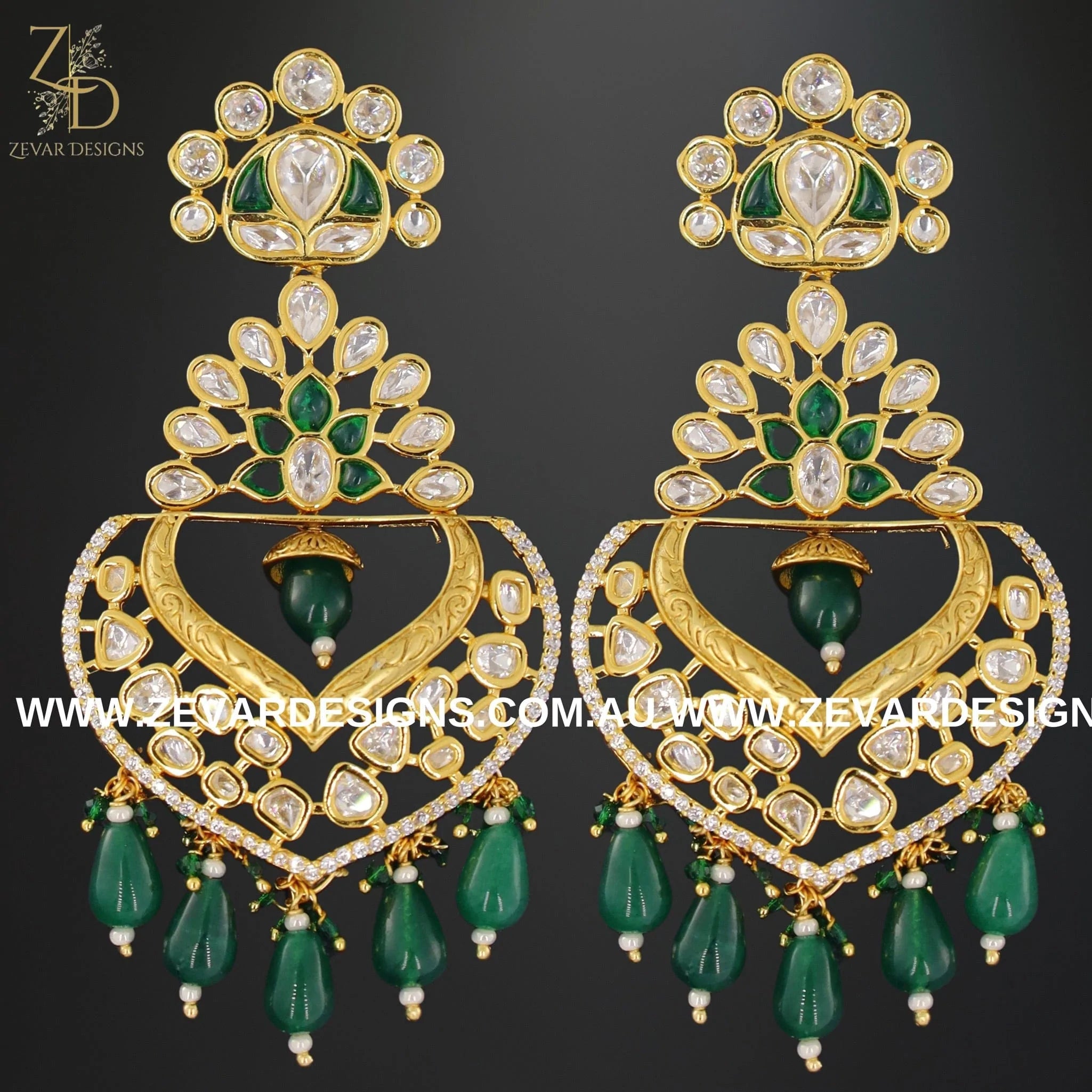 Exquisite Kundan Chandbali Earrings in Emerald Green | Traditional Indian Jewelry for Weddings & Festive Occasions